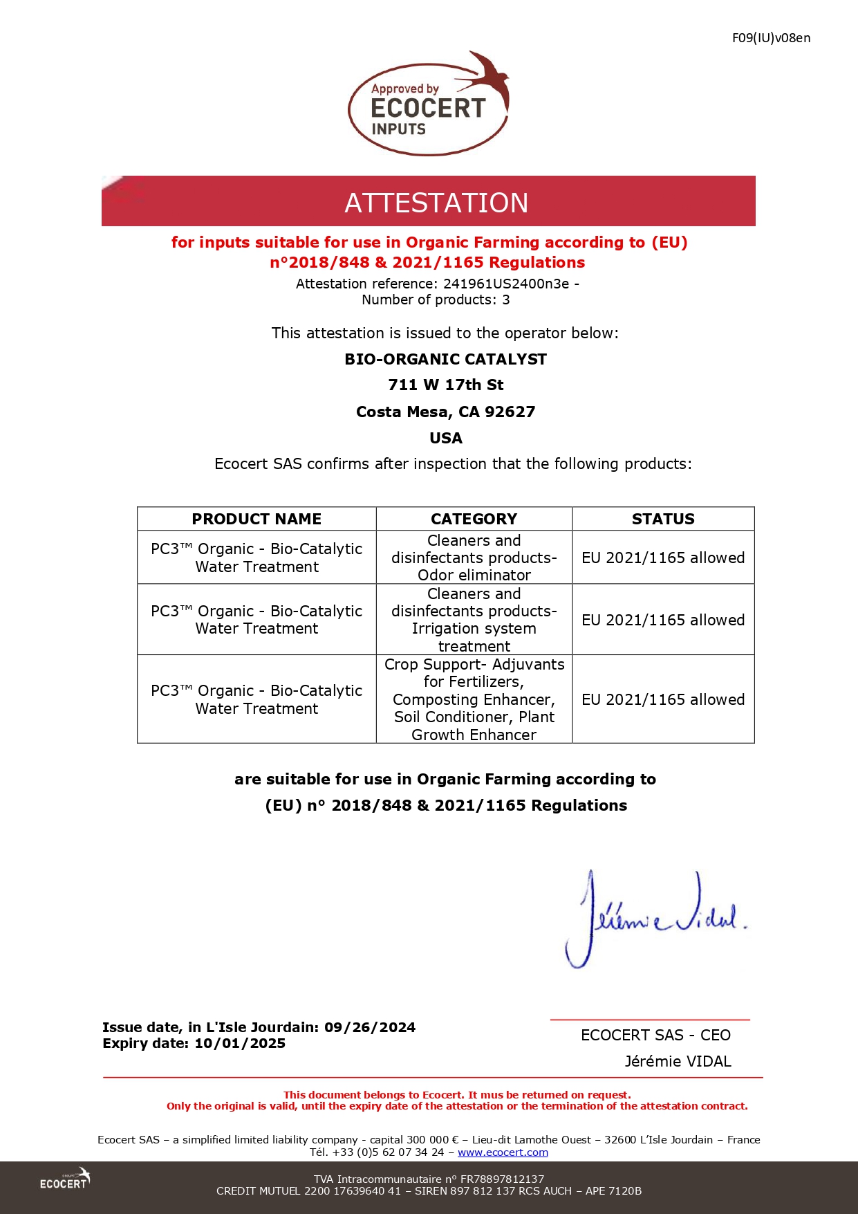 Ecocert - Organic - F09